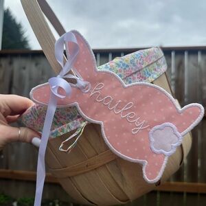 Personalized Pink Bunny Easter Basket Tag